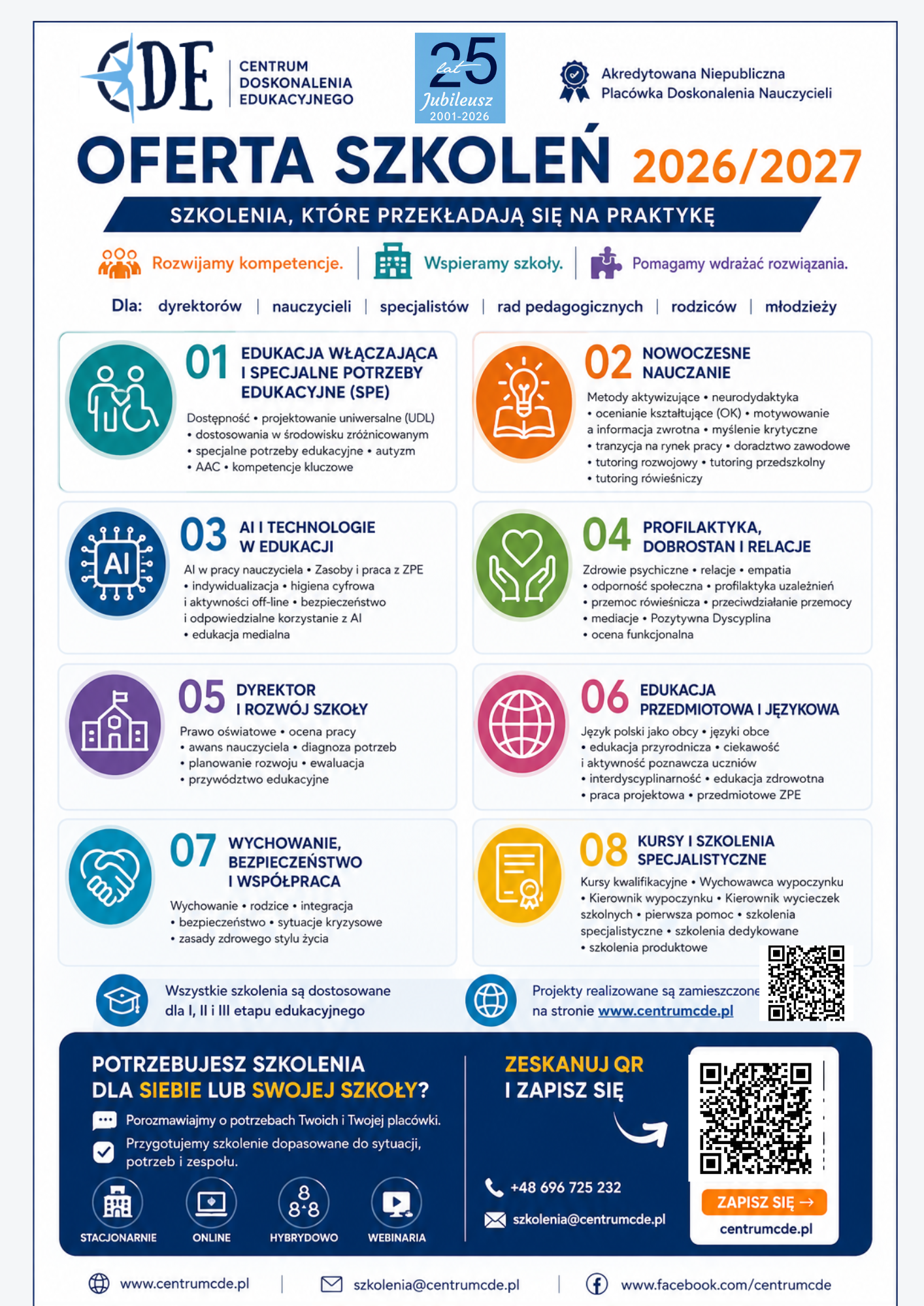 Szkolenia dla przedszkoli, szkół, nauczycieli, rodziców i uczniów. Praktyczna oferta CDE odpowiadająca na realne potrzeby współczesnej edukacji.